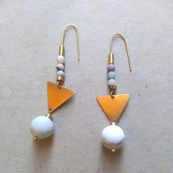 Amazonite 'Triangulated' Earrings - Picture 1 of 3